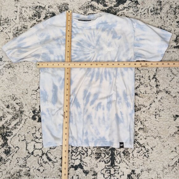 STWD Men's Tie Dye Tee Size S White Blue Cotton Blend Resortwear Summer Outdoor - Picture 6 of 8